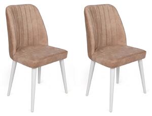 Set 2 scaune haaus Alfa, Mink/Alb, textil, picioare metalice
