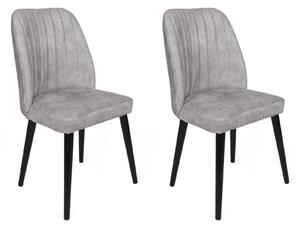 Set 2 scaune haaus Alfa, Gri/Negru, textil, picioare metalice