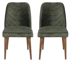 Set 2 scaune haaus Dallas, Nuc/Verde inchis, textil, picioare metalice