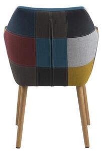 Scaun tapitat cu stofa si picioare din lemn Nora Multicolor / Stejar, l58xA58xH84 cm