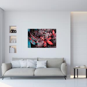 Tablou abstract cu flori exotice (90x60 cm)