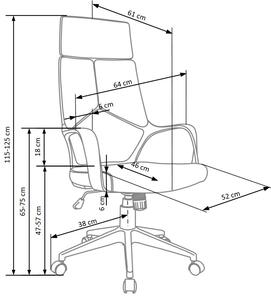 Scaun de birou ergonomic tapitat cu stofa Voyd Albastru / Negru, l64xA61xH115-125 cm