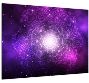 Tablou pe sticlă abstracției violete (70x50 cm)