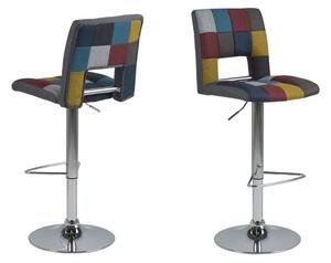 Set 2 scaune de bar tapitate cu stofa si picior metalic Sylvia Multicolor / Crom, l41,5xA52xH115 cm