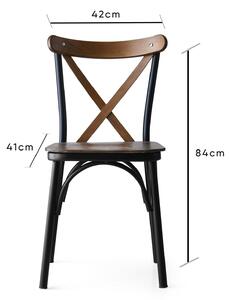 Set 4 scaune haaus Ekol, Nuc/Negru, textil, picioare metalice