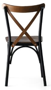 Set 4 scaune haaus Ekol, Nuc/Negru, textil, picioare metalice