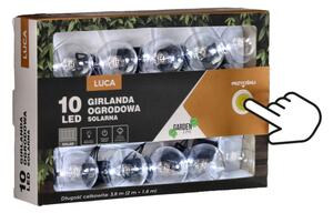 Ghirlanda incarcare solara Luca, 10 LED-uri alb rece, 400 mAh, lungime totala 3.8 m