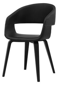 Set 2 scaune tapitate cu piele ecologica si picioare din furnir Nova Negru, l49,5xA52,5xH77 cm