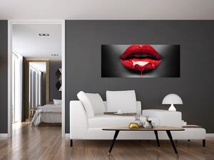 Tablou cu buze de femeie (120x50 cm)