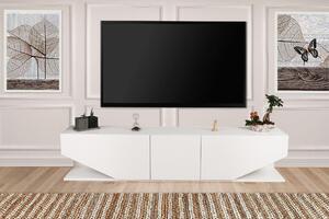 Comoda Tv Elegant cu 3 usi, Alb, 180x40x30 cm