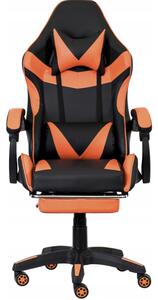 Scaun ergonomic pentru jocuri CLASSIC cu suport pentru picioare portocaliu