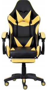 Scaun ergonomic pentru jocuri CLASSIC cu suport pentru picioare galben