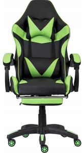 Scaun ergonomic pentru jocuri CLASSIC cu suport pentru picioare verde