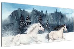 Tablou cu caii pictați (120x50 cm)