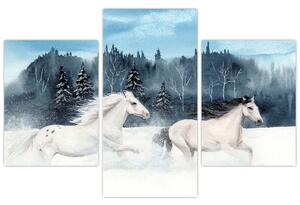 Tablou cu caii pictați (90x60 cm)