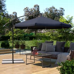 Umbrelă de soare mare pentru grădină, cu un suport gri închis