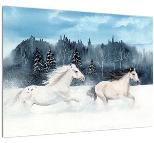 Tablou cu caii pictați (70x50 cm)