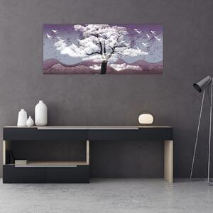Tablou - Copac în nori (120x50 cm)