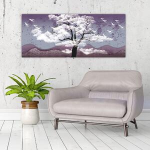 Tablou - Copac în nori (120x50 cm)