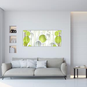Tablou cu abstracție și copaci (120x50 cm)