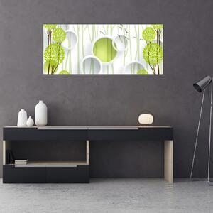 Tablou cu abstracție și copaci (120x50 cm)