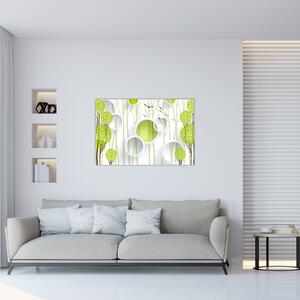Tablou cu abstracție și copaci (90x60 cm)