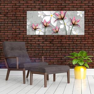 Tablou cu abstracție florală (120x50 cm)