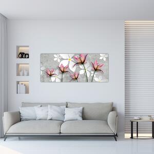 Tablou cu abstracție florală (120x50 cm)