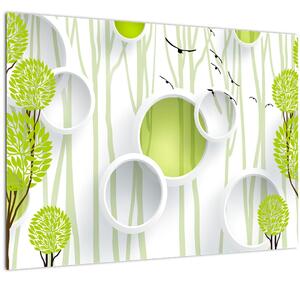 Tablou pe sticlă cu abstracție și copaci (70x50 cm)
