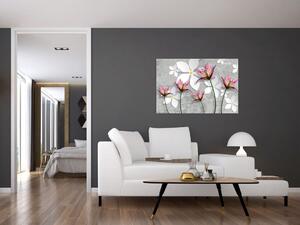 Tablou cu abstracție florală (90x60 cm)