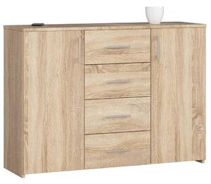 Comoda cu 2 usi si 4 sertare 110 x 80 x 35 cm sonoma