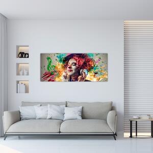 Tablou - Artista cu căști (120x50 cm)