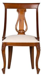 Scaun din lemn tapitat cu stofa, Vintage Ivoir / Nuc, l50xA47xH90 cm