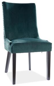 Scaun tapitat cu stofa si picioare din lemn, Leontine Velvet Verde Inchis / Negru, l51xA62xH99 cm