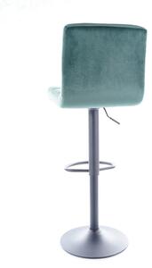 Scaun de bar tapitat cu stofa si picior metalic Cali-105 Velvet Verde Inchis / Negru, l42xA39xH96-117 cm