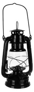 Lampa decorativa ulei, flacara reglabila, interior sticla, maner transport, rezistenta vant, 24 cm, negru