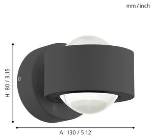 Eglo 64496 - Aplică LED de perete ONO PRO, 2xLED/2,5W/230V, antracit