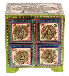 Cutie de bijuterii din lemn pictat cu 4 sertare
