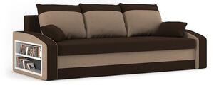 HEWLET canapea pat cu raft, țesătură normală, umplere spumă, raft pe stânga, maro / cappuccino