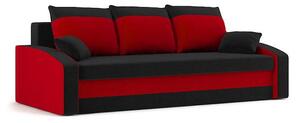 HEWLET canapea pat, țesătură normală, umplere spumă, culoare - negru / roșu