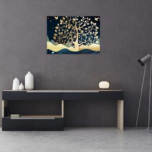 Tablou cu copac auriu (70x50 cm)