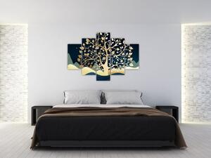 Tablou cu copac auriu (150x105 cm)