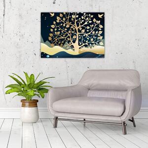 Tablou cu copac auriu (70x50 cm)