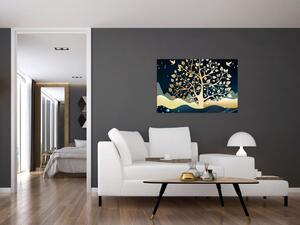 Tablou cu copac auriu (90x60 cm)