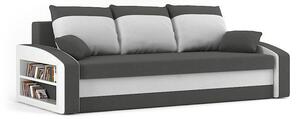 HEWLET canapea pat cu raft, țesătură normală, umplere spumă, raft pe stânga, gri / alb