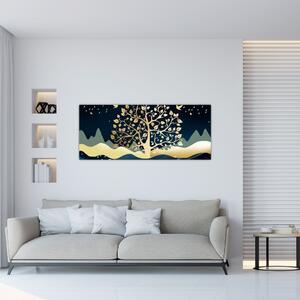 Tablou cu copac auriu (120x50 cm)