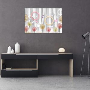 Tablou abstract cu păpădii (90x60 cm)