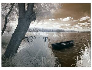 Tablou cu barca pe lac (70x50 cm)