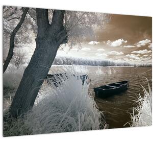 Tablou cu barca pe lac (70x50 cm)