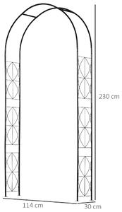 Outsunny Arc pentru Trandafiri si Plante Cataratoare din Otel, Arc de Gradina ca Suport pentru Plante si Decoratiuni, 114x30x230cm, Negru